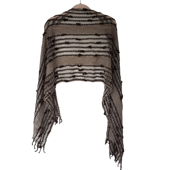 Italian Woven Textured Shawl Scarf Neutral Colors - Picture 2 of 7